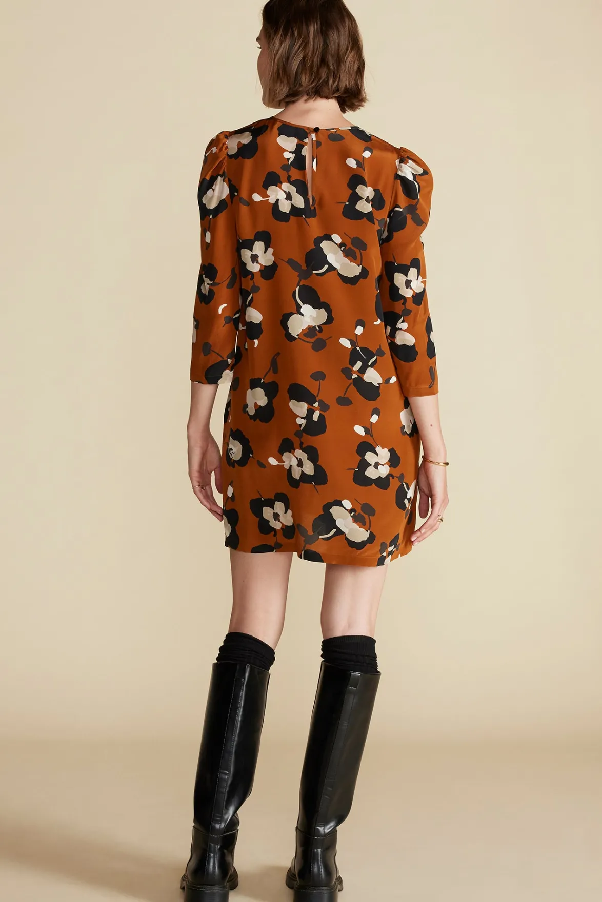 Dresses^Amour Vert Darla Washable Silk Dress AlmondBrownPenseeFloralPrint