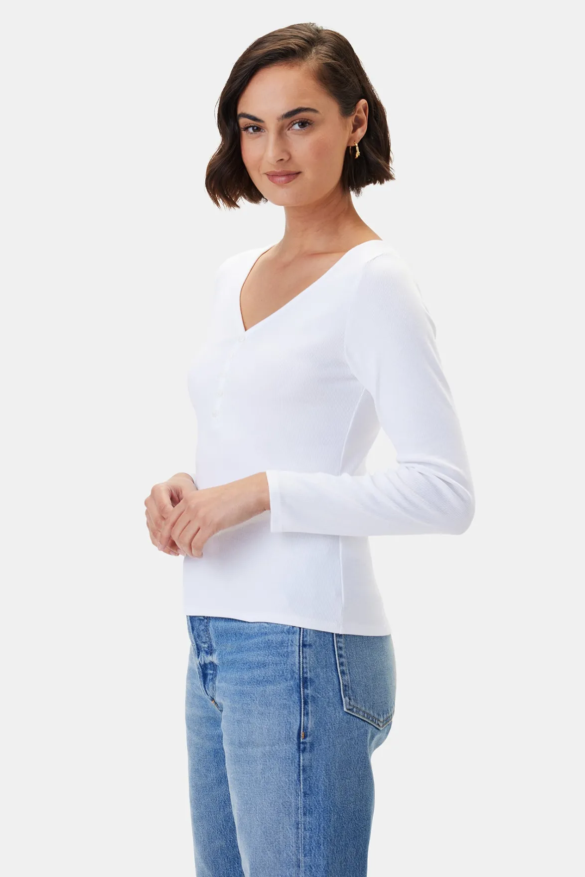 Tops|Tees^Amour Vert Deacon Baby Rib Tee White