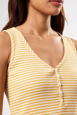 Tops|Clearance^Amour Vert Deacon Organic Cotton Modal Rib Tank CannesStripeNaturalSoleilYellow