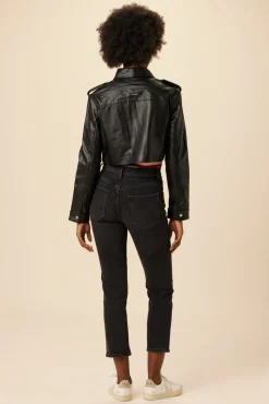 Clearance^Amour Vert Deadwood Bella Cropped Leather Jacket Black