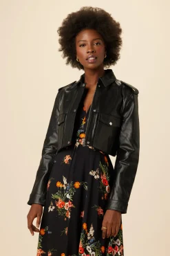 Clearance^Amour Vert Deadwood Bella Cropped Leather Jacket Black