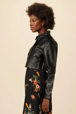 Clearance^Amour Vert Deadwood Bella Cropped Leather Jacket Black