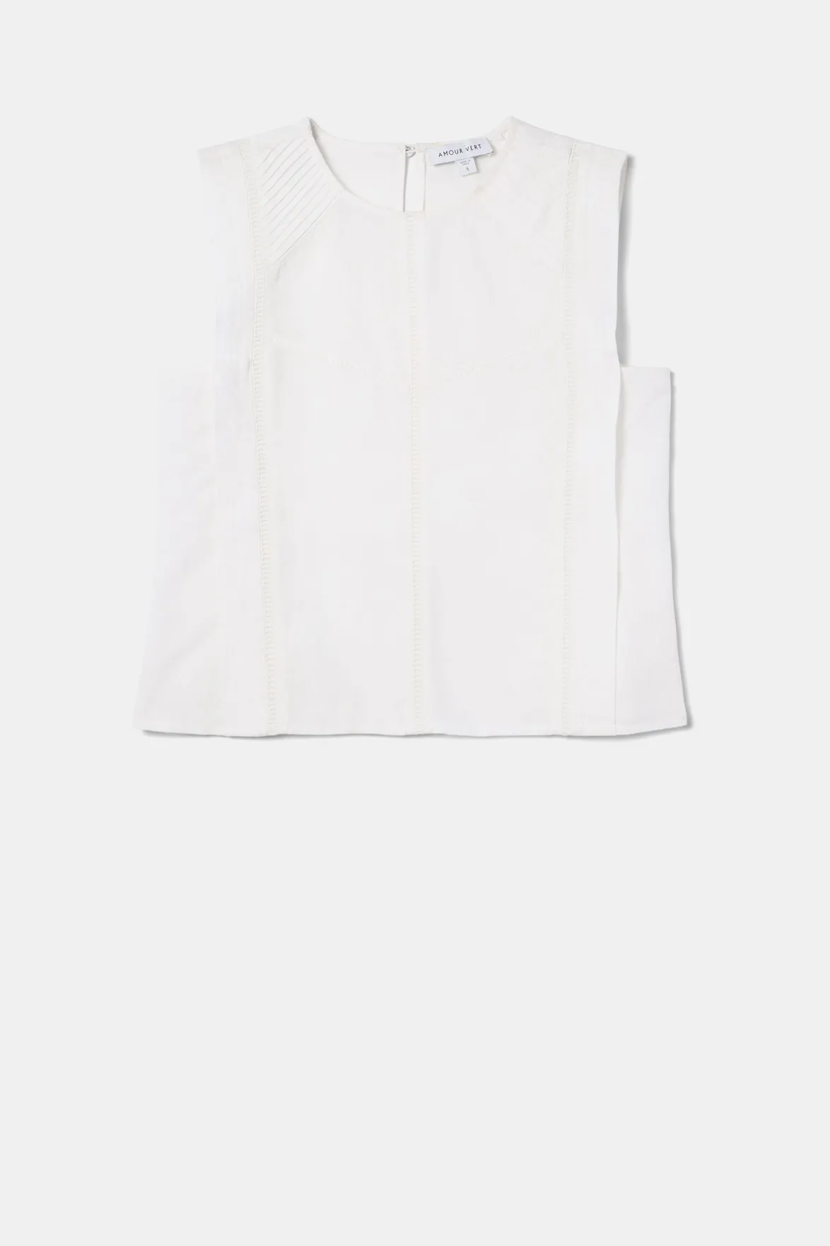 Tops|Clearance^Amour Vert Detailed Cotton Linen Tank Top White