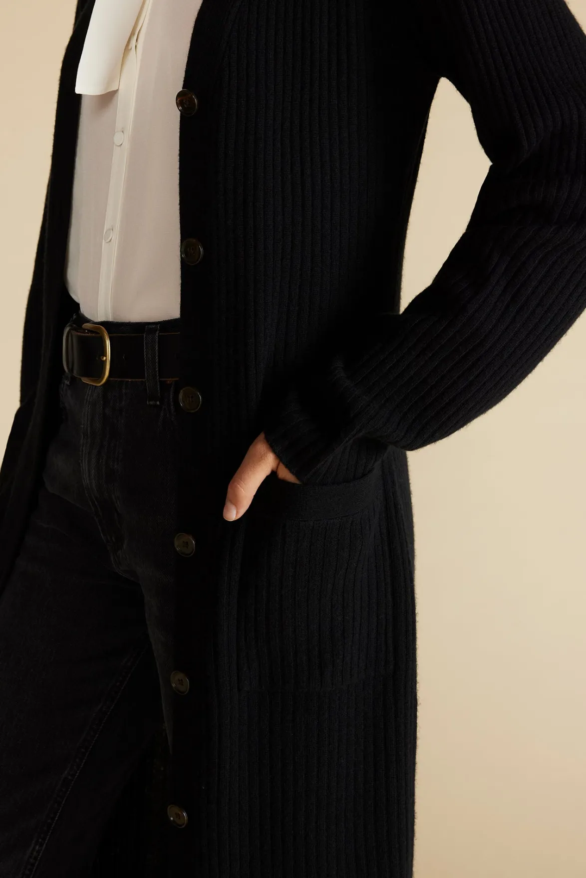 Sweaters & Cardigans^Amour Vert Dion Long V Neck Cardigan LicoriceBlack