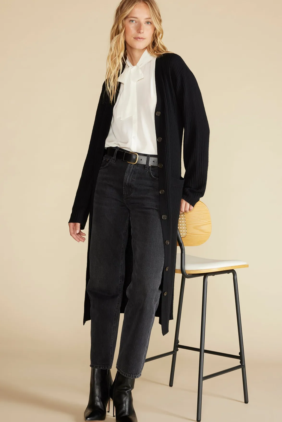 Sweaters & Cardigans^Amour Vert Dion Long V Neck Cardigan LicoriceBlack