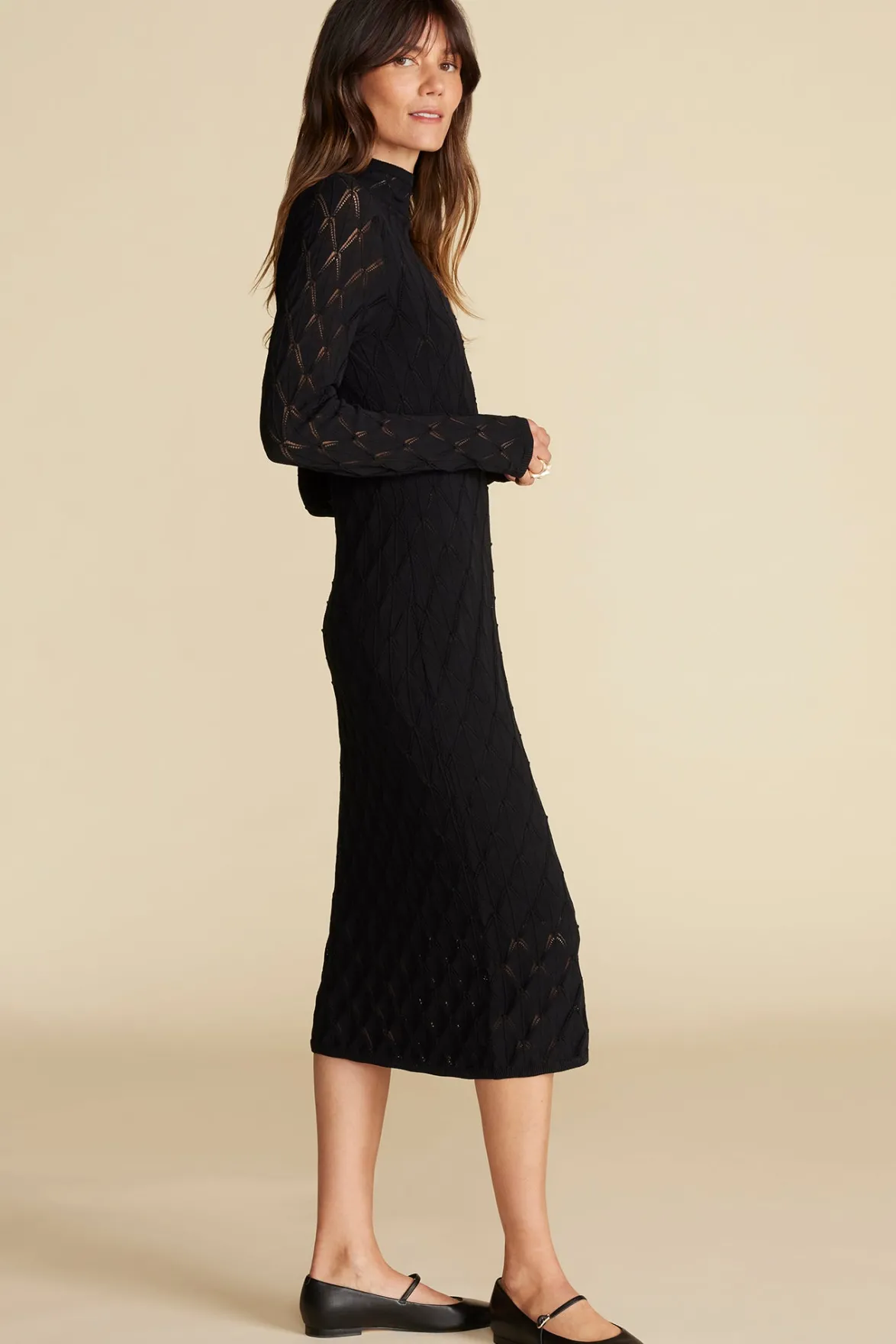 Dresses^Amour Vert Dore Diamond Pointelle Midi Dress Black