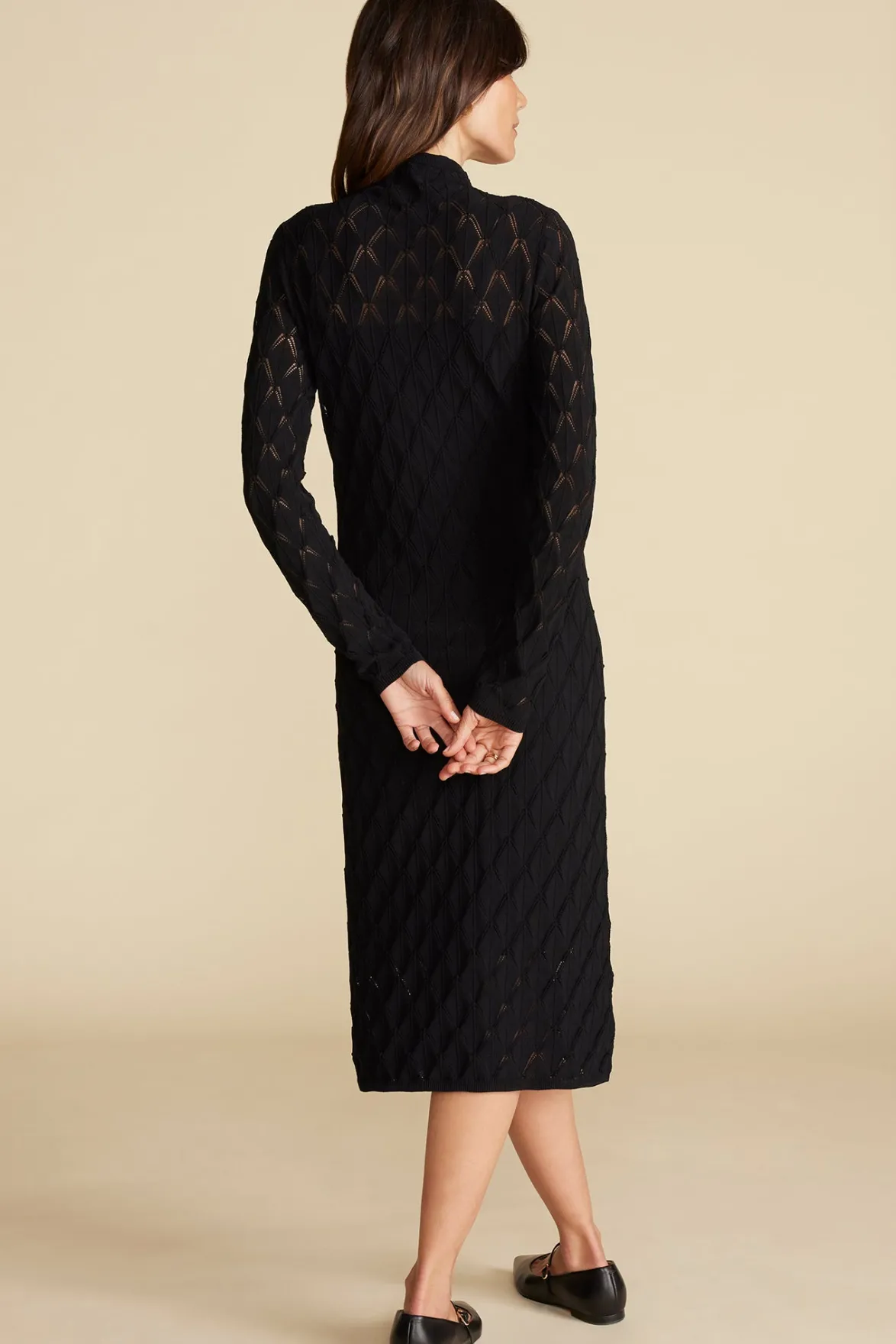 Dresses^Amour Vert Dore Diamond Pointelle Midi Dress Black