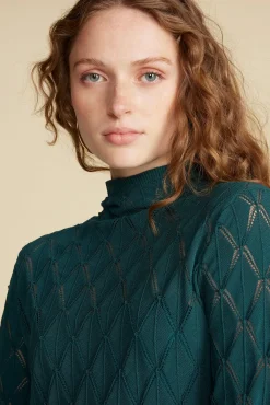 Dresses^Amour Vert Dore Diamond Pointelle Midi Dress ForestGreen
