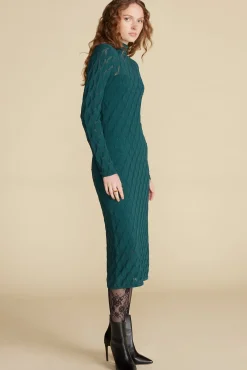 Dresses^Amour Vert Dore Diamond Pointelle Midi Dress ForestGreen