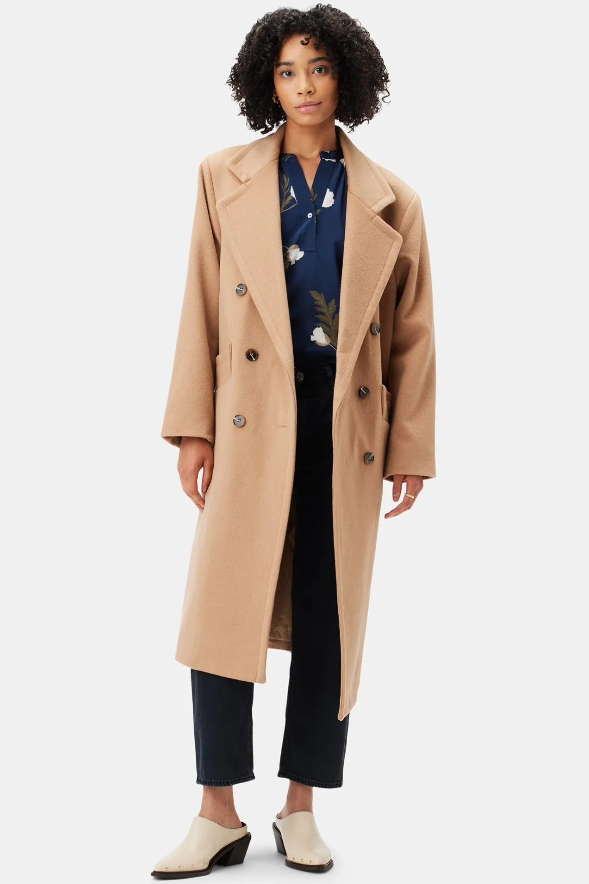 Jackets & Outerwear|Clearance^Amour Vert Double Breasted Car Coat Camel