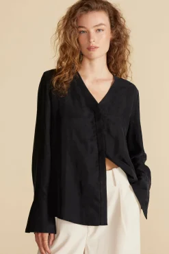 Blouses & Shirts|Tops^Amour Vert Dree Cupro V Neck Blouse Black