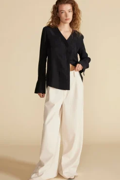 Blouses & Shirts|Tops^Amour Vert Dree Cupro V Neck Blouse Black