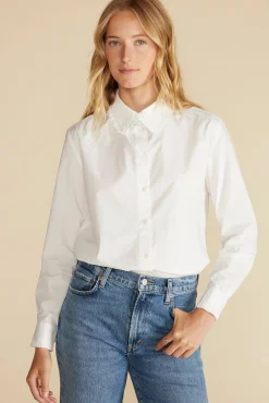 Blouses & Shirts|Tops^Amour Vert Edelie Ruffled Poplin Shirt White