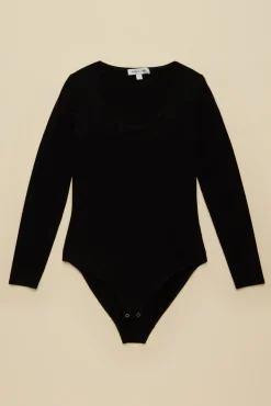 Tops|Clearance^Amour Vert Elea Bamboo Knit Bodysuit Black