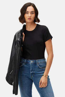 Tops|Tees^Amour Vert Eleanor Baby Rib Tee Black