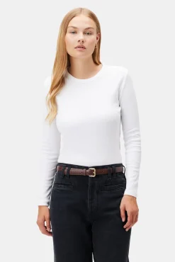 Tops|Tees^Amour Vert Eleanor Long Sleeve Baby Rib Tee White