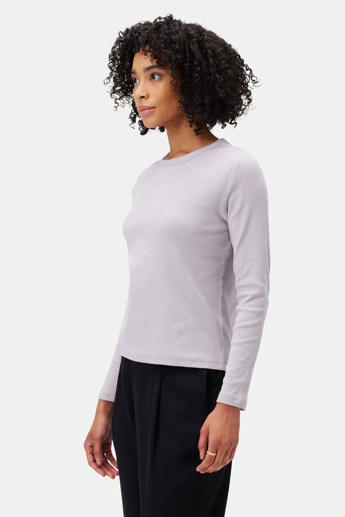 Tops|Tees^Amour Vert Eleanor Long Sleeve Baby Rib Tee Lilac
