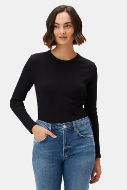 Tops|Tees^Amour Vert Eleanor Long Sleeve Baby Rib Tee Black