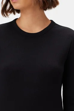 Tops|Tees^Amour Vert Eleanor Long Sleeve Baby Rib Tee Black