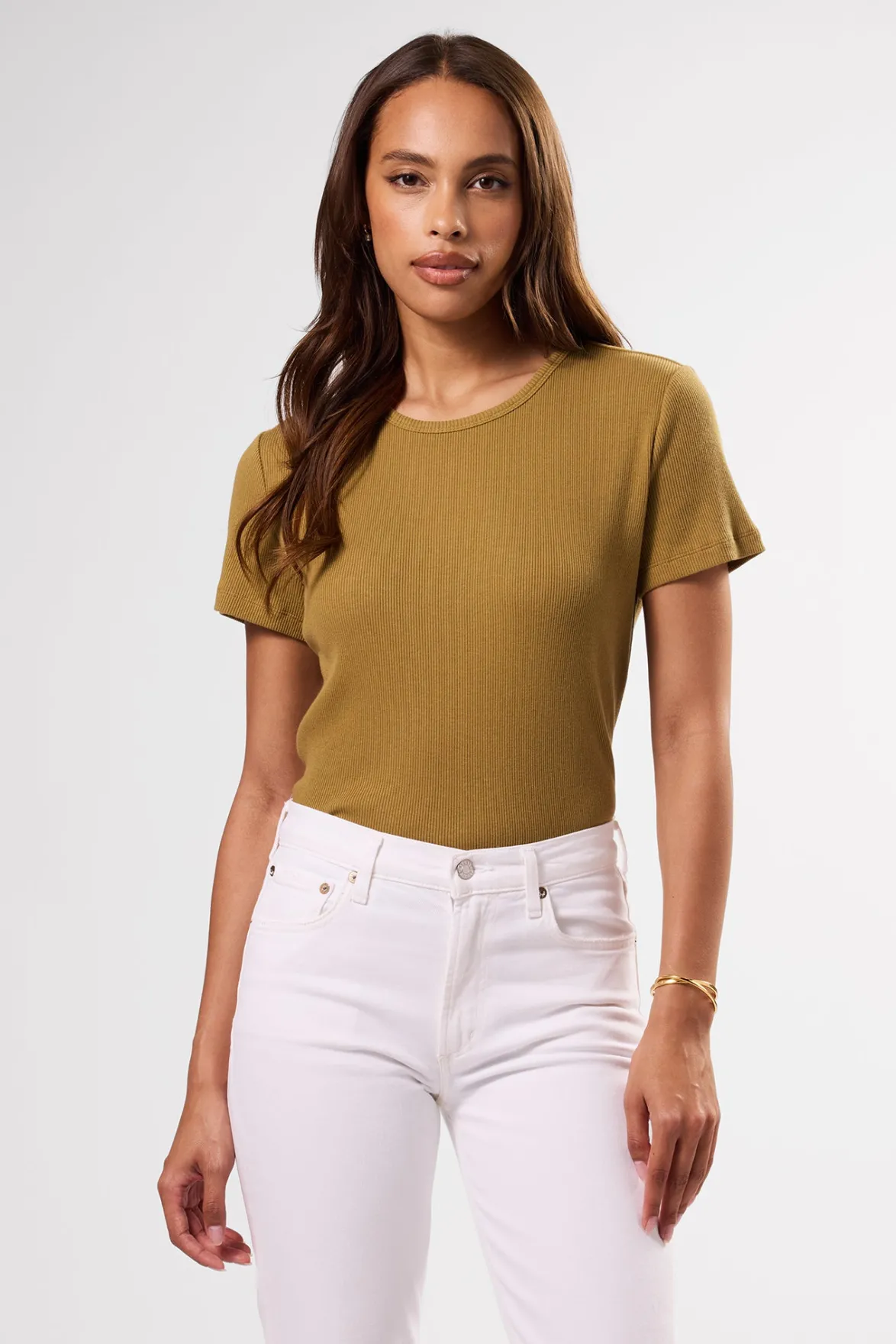 Tops|Tees^Amour Vert Eleanor Organic Cotton Modal Rib Tee Elm