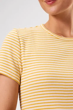 Tops|Tees^Amour Vert Eleanor Organic Cotton Modal Rib Tee CannesStripeNaturalSoleilYellow
