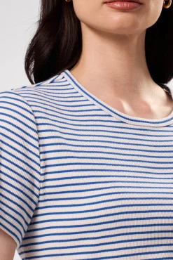 Tops|Tees^Amour Vert Eleanor Organic Cotton Modal Rib Tee CannesStripeNaturalAegeanBlue