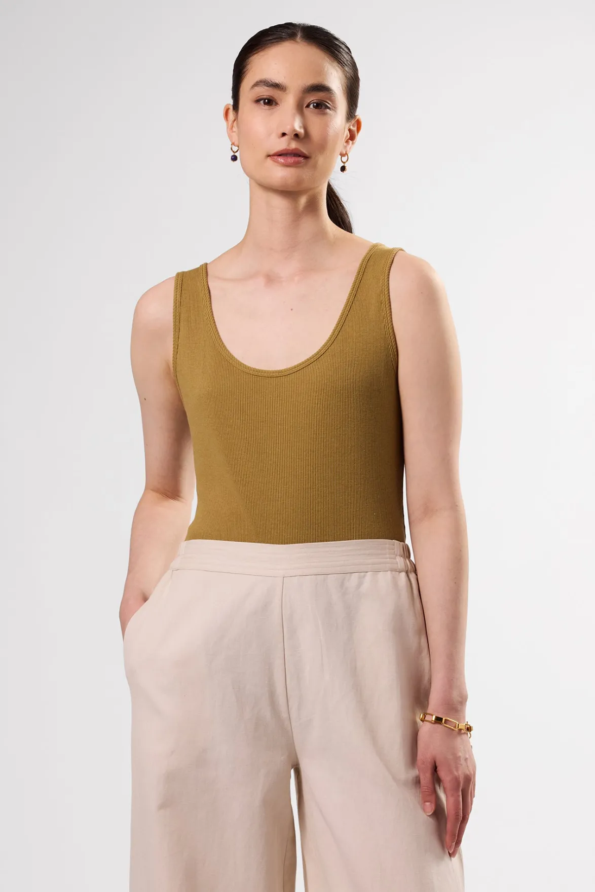 Tops|Clearance^Amour Vert Elea Organic Cotton Modal Rib Bodysuit Elm