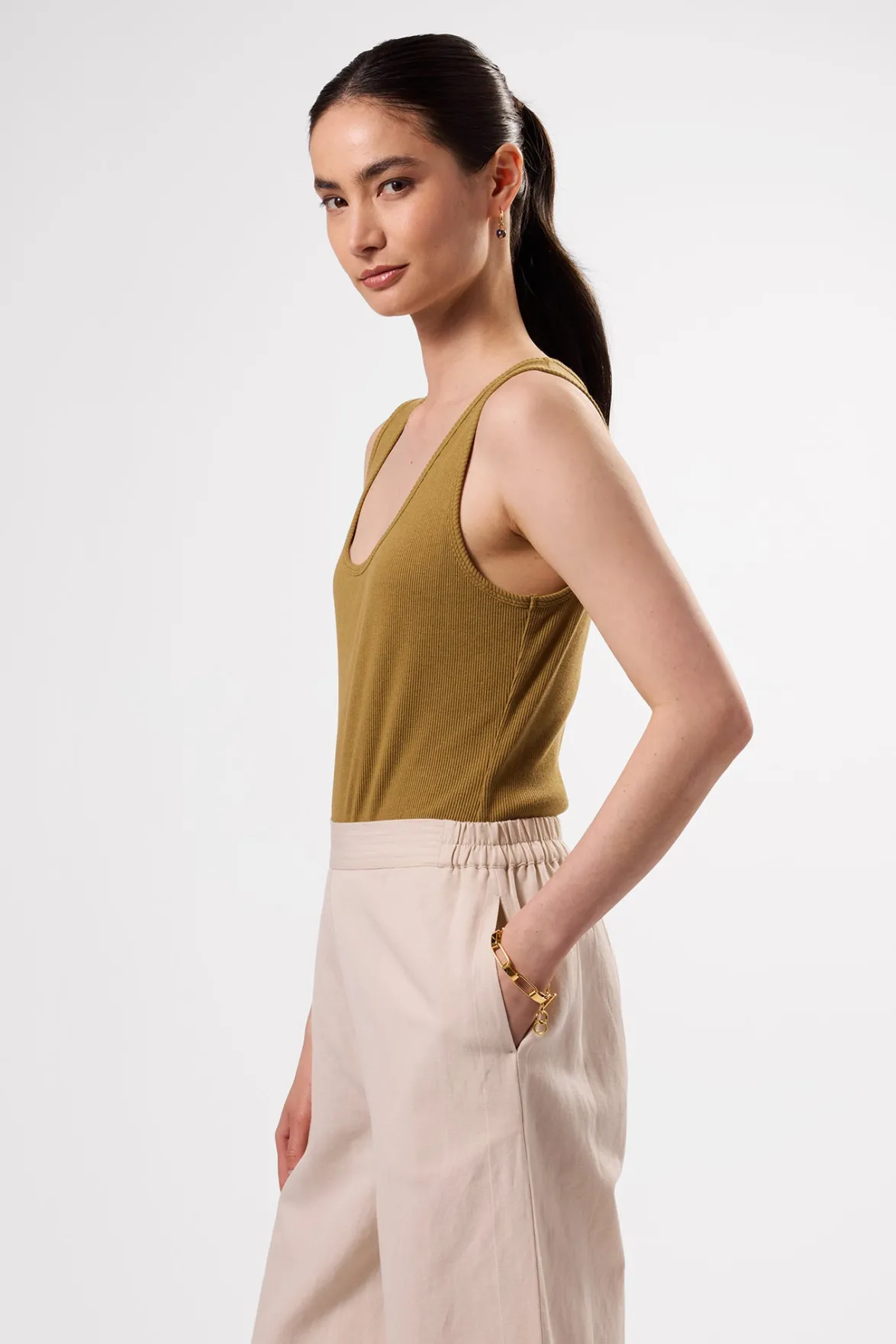 Tops|Clearance^Amour Vert Elea Organic Cotton Modal Rib Bodysuit Elm