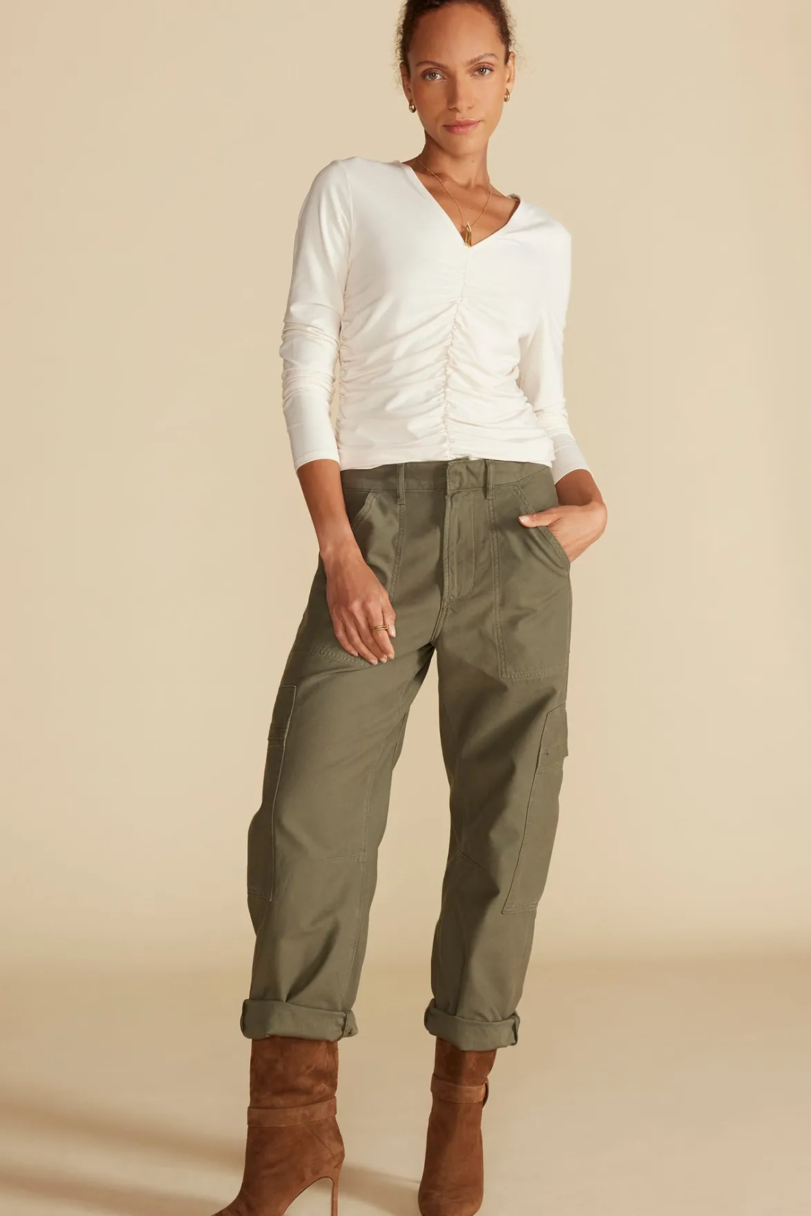 Tops|Clearance^Amour Vert Elise Bamboo Knit Top Ivory