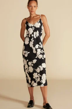 Dresses^Amour Vert Eloise Cupro Slip Dress BlackandIvoryRosePrint
