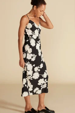Dresses^Amour Vert Eloise Cupro Slip Dress BlackandIvoryRosePrint