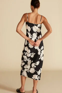 Dresses^Amour Vert Eloise Cupro Slip Dress BlackandIvoryRosePrint