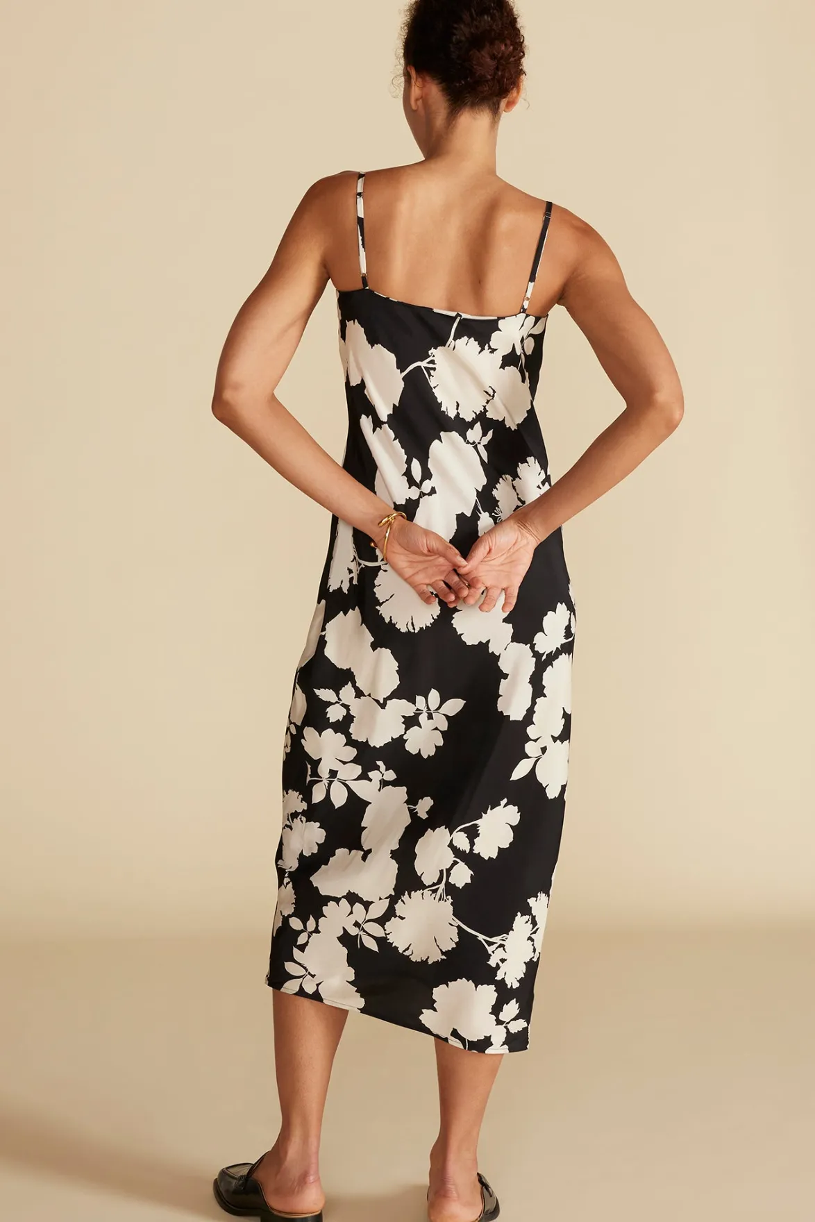 Dresses^Amour Vert Eloise Cupro Slip Dress BlackandIvoryRosePrint
