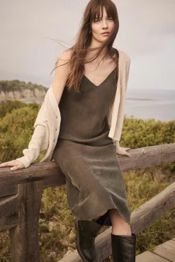 Dresses^Amour Vert Eloise Cupro Slip Dress OliveGreen