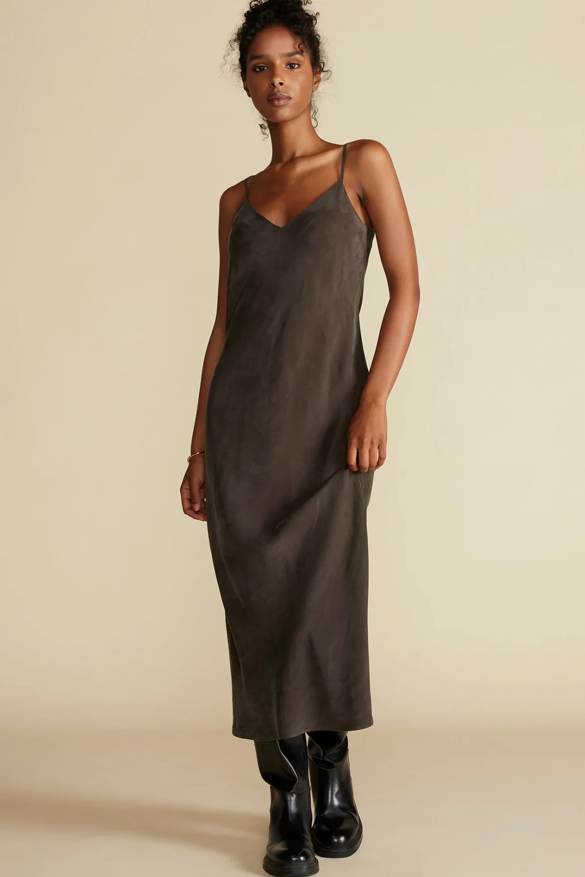 Dresses^Amour Vert Eloise Cupro Slip Dress OliveGreen