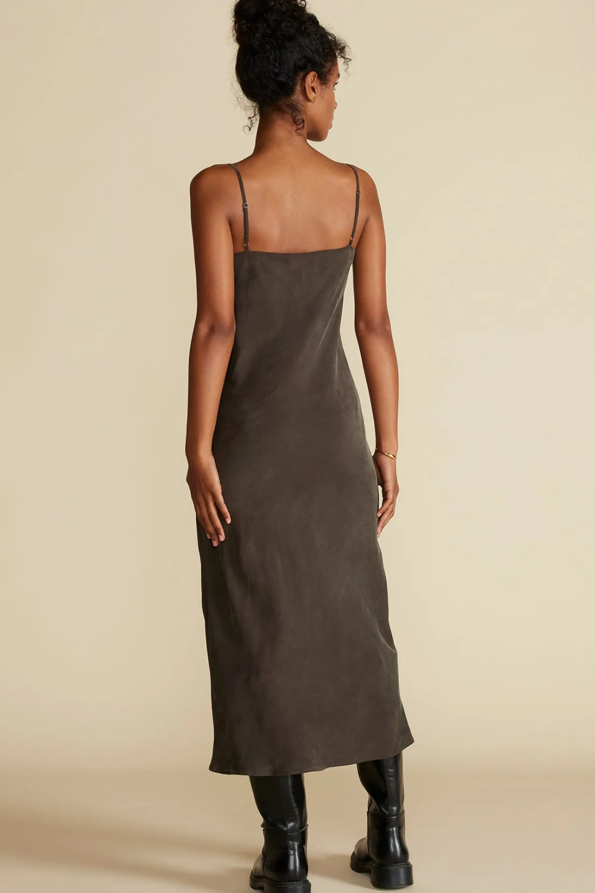 Dresses^Amour Vert Eloise Cupro Slip Dress OliveGreen