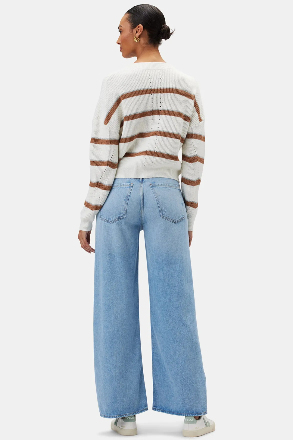 Sweaters & Cardigans|Clearance^Amour Vert Emma Striped Sweater IvoryTanGrayStripe