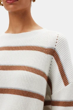 Sweaters & Cardigans|Clearance^Amour Vert Emma Striped Sweater IvoryTanGrayStripe