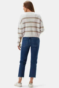 Sweaters & Cardigans|Clearance^Amour Vert Emma Striped Sweater IvoryGreenTanStripe