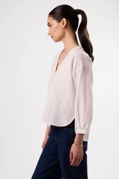 Tops|Clearance^Amour Vert Esme Cotton Linen Blouse White