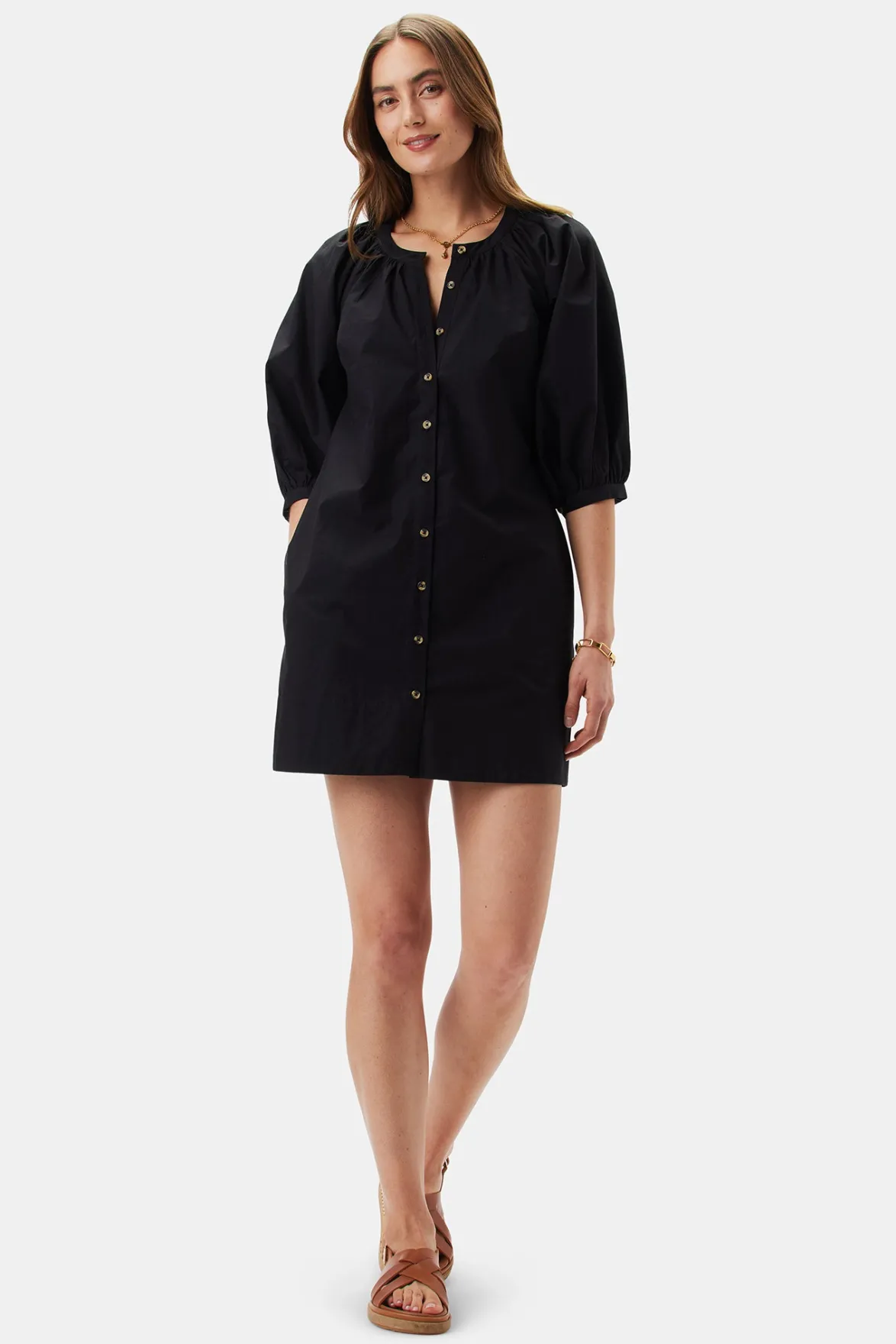 Dresses|Clearance^Amour Vert Esther Organic Cotton Poplin Dress Black