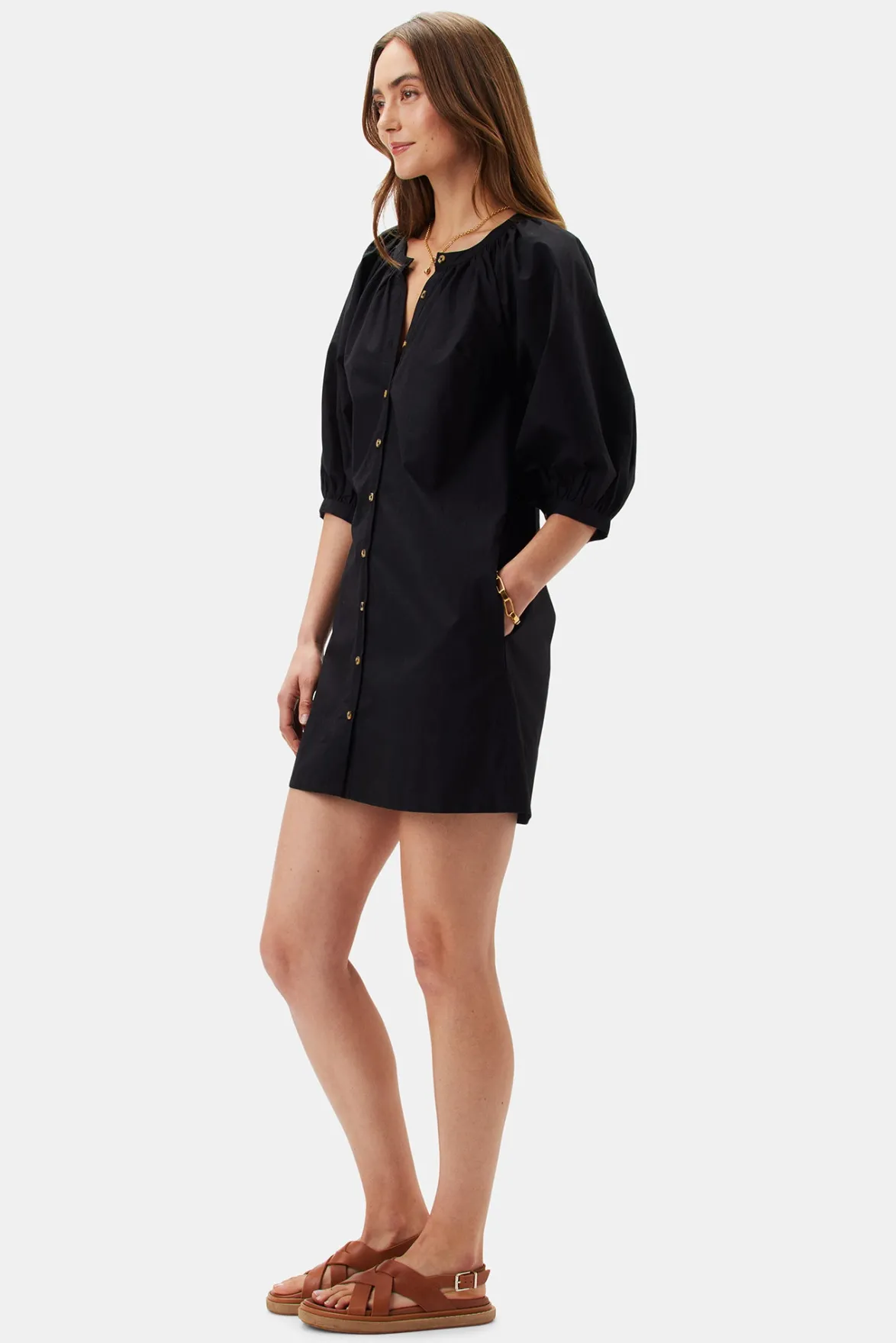 Dresses|Clearance^Amour Vert Esther Organic Cotton Poplin Dress Black