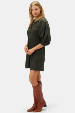 Dresses|Clearance^Amour Vert Esther Organic Cotton Poplin Dress OliveGreen