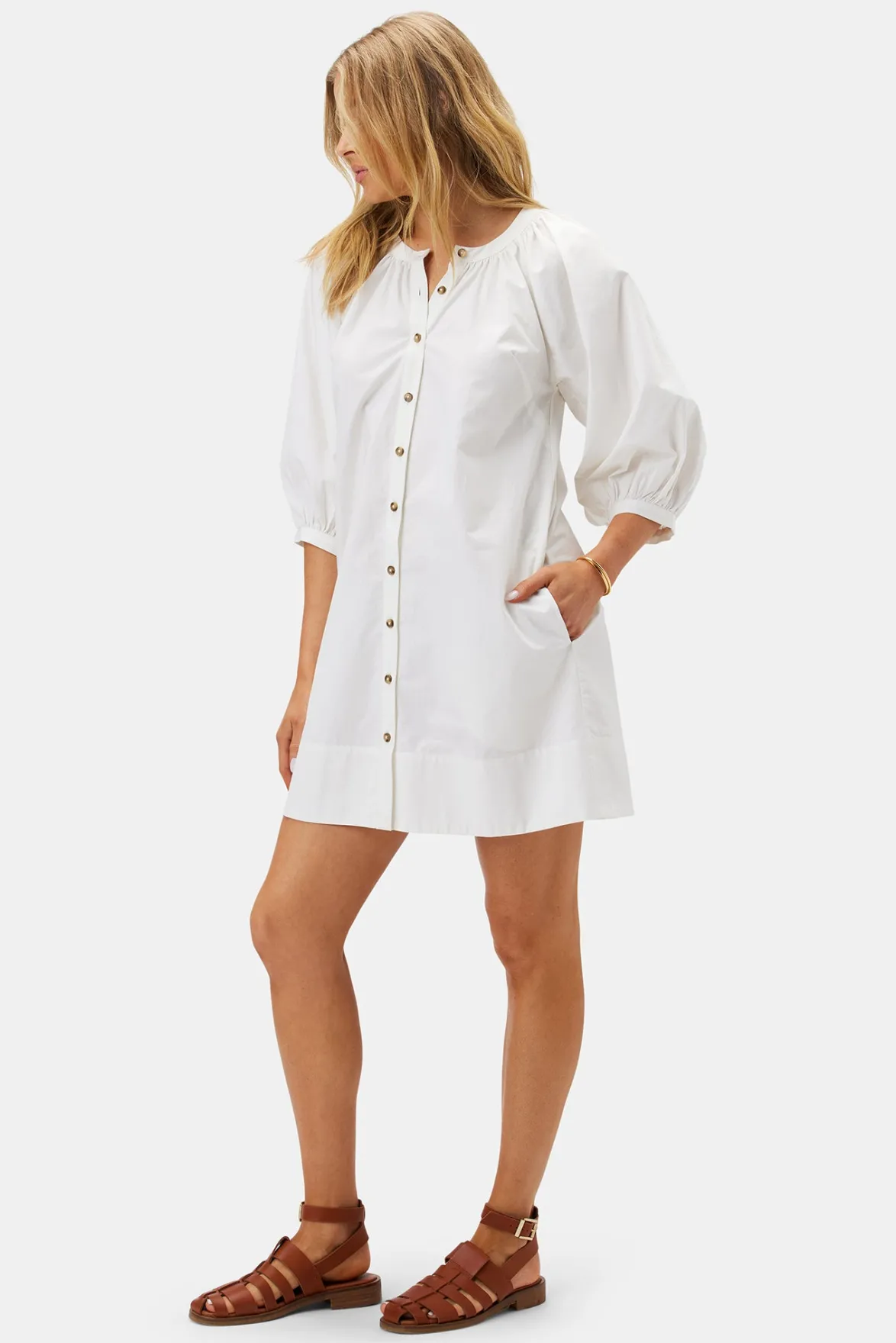 Dresses|Clearance^Amour Vert Esther Organic Cotton Poplin Dress White