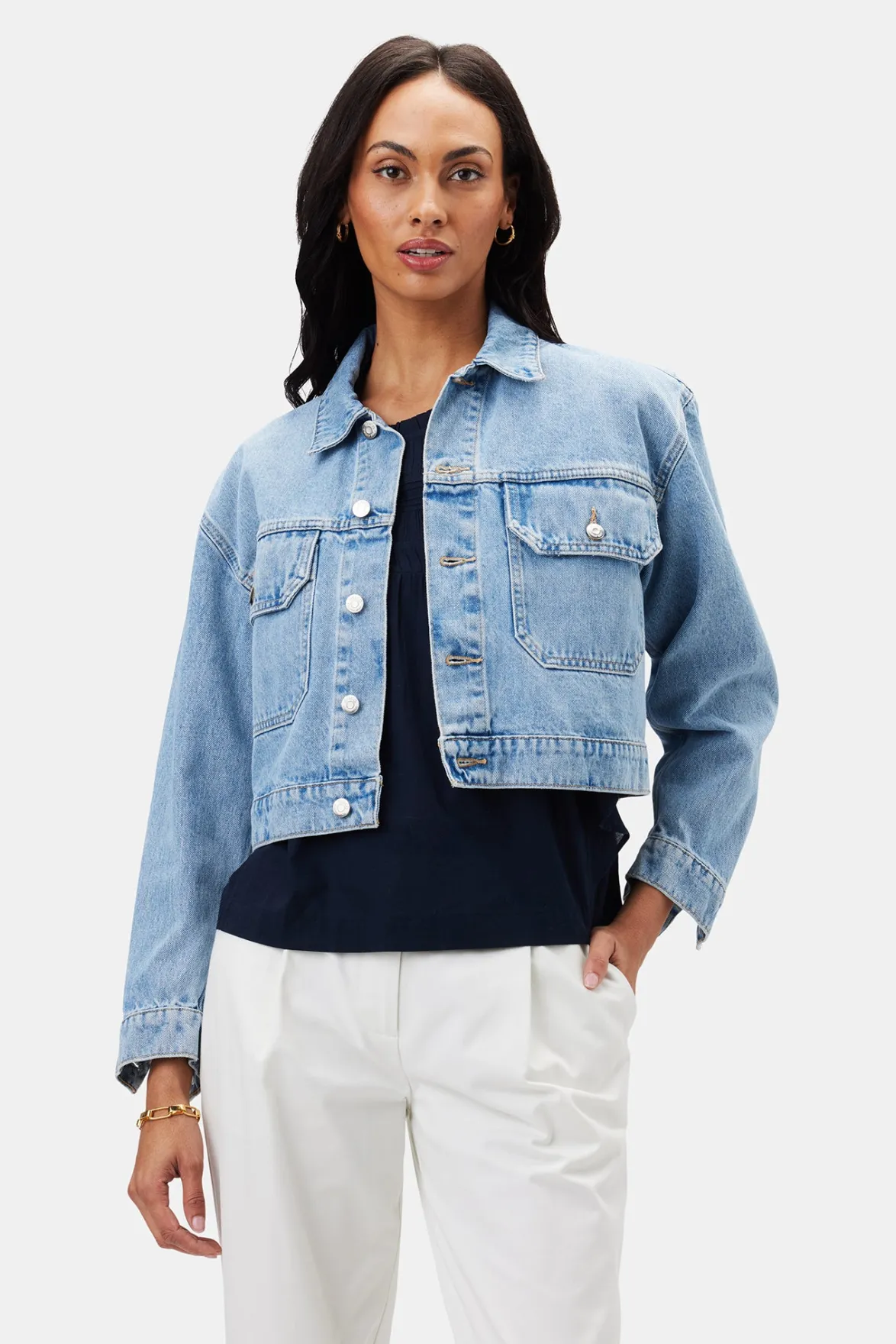Jackets & Outerwear|Denim^Amour Vert ETICA River Crop Jacket Arcadia