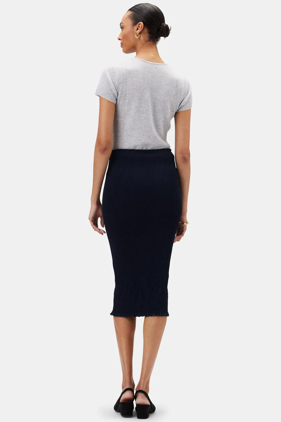 Skirts|Clearance^Amour Vert Eunice Smocked Skirt Slate