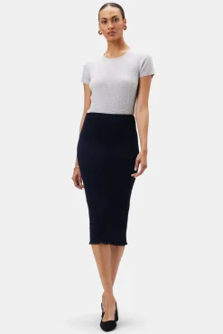 Skirts|Clearance^Amour Vert Eunice Smocked Skirt Slate