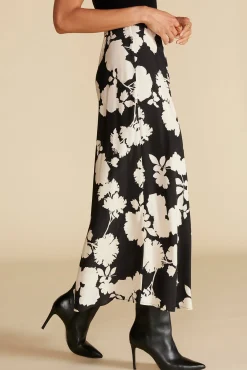 Skirts^Amour Vert Eve Cupro Slip Skirt BlackandIvoryRosePrint