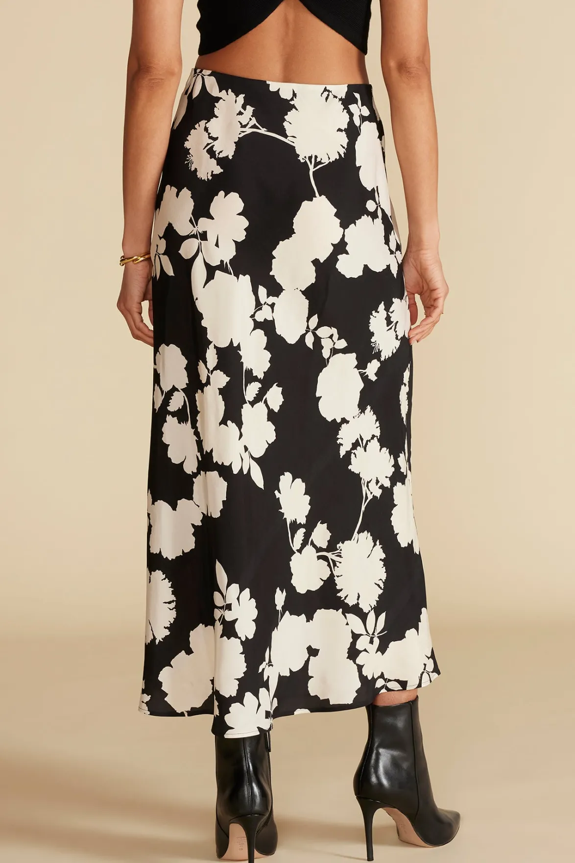 Skirts^Amour Vert Eve Cupro Slip Skirt BlackandIvoryRosePrint