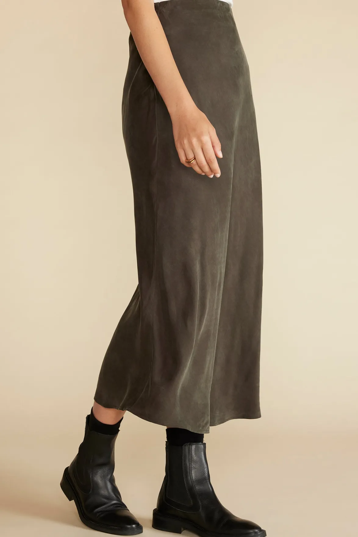 Skirts^Amour Vert Eve Cupro Slip Skirt OliveGreen